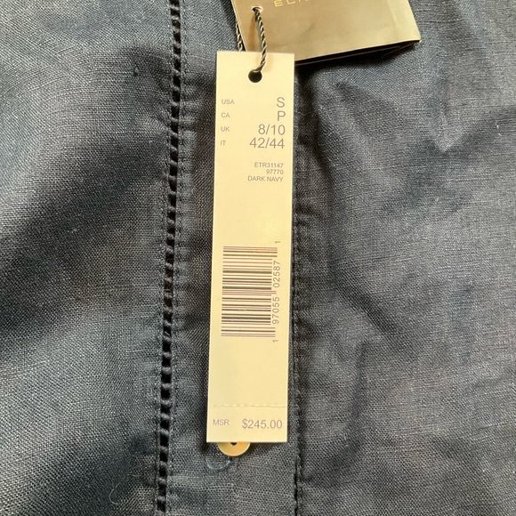Elie Tahari Women’s Blue Linen Long Sleeve Shirt Small Size MSRP $245 - Picture 3 of 8